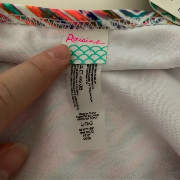 NWT Raisins Women's Multicolor Macrame Side Moderate Bikini Bottom Size L - Picture 5 of 9